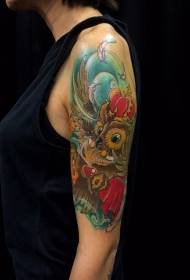Paže sova karikatúra maľované tetovanie vzor