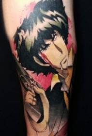 Cartoon tetovaný muž paže na dominantné kreslený tetovanie obrázok