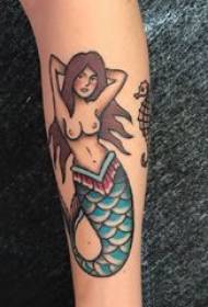 Mermaid flower arm tattoo girl colored armor mermaid tattoo picture on arm