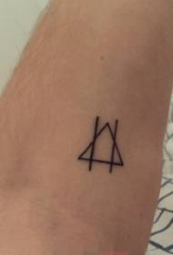 Schoolboy arm on black and white simple line geometric element triangle tattoo picture