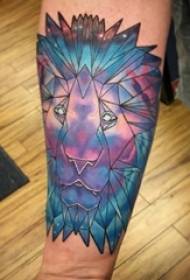 Boys arm painted geometric tattoo picture creative line lion tattoo picture