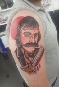 Karakter portreta tetovaža muški lik na ruci portret tetovaža naslikana slika