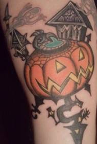 Boys arm painted watercolor sketch creative literary pumpkin tattoo picture