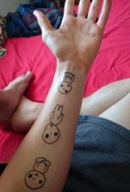 Schoolgirl arm on black geometric simple abstract line cartoon skull tattoo picture