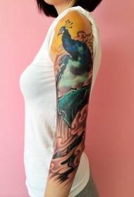 Peacock painted tattoo pattern with independent and proud arms