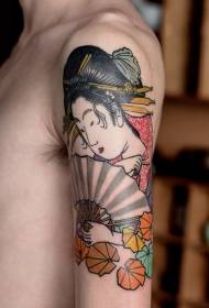 Big arm Japanese style and wind art enamel painted tattoo pattern