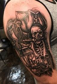 skull tattoo, male arm, horror tattoo, picture