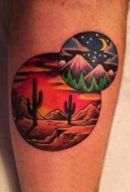 Boys arms painted watercolor sketch literary landscape tattoo pictures
