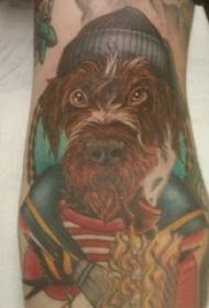 Boys arm painted on gradient abstract lines small animal dog tattoo pictures