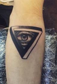 Boys Arms on Black Grey Sketch Sting Tips Geometric Elements God Eyes Tattoo Picture