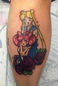 Girl Arms Painted Watercolor Anime Cartoon Sailor Moon Tattoo Picture