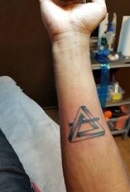 Arm tattoo material, male arm, black triangle tattoo picture