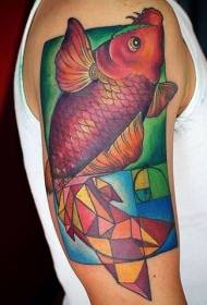 Geometría del brazo con patrón de tatuaje pintado de calamar