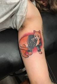 Boys arms painted watercolor sketch creative cute cat tattoo pictures