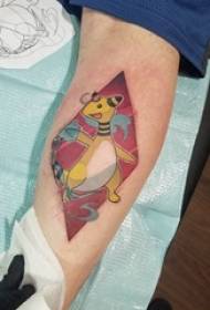 Tatuaj braț student de sex masculin pe o imagine de colorat tatuaj de desene animate