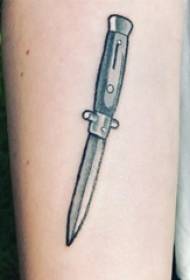 Boy's arm on black gray point thorn geometric simple line dagger tattoo picture
