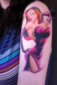 Татуировка с изображением женского персонажа Рука девушки с росписью с татуировкой