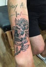 skull flower tattoo pattern boy's arm on rose and skull tattoo picture