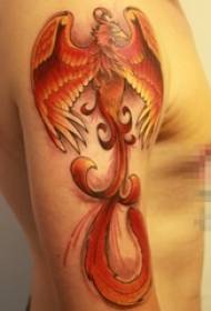 Lengan budak melukis gambar tattoo phoenix kreatif cat air