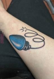 Boys arm painted sting geometric line light bulb tattoo picture