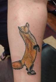 Boys arm painted on gradient abstract lines cute little animal fox tattoo picture