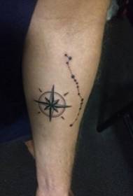 Boys arm on black pricking tips geometric simple lines compass tattoo pictures