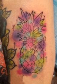 Boys Arms Painted Gradient Simple Personality Line Fruit Pineapple Tattoo Picture
