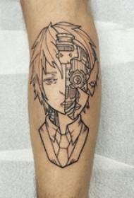Girl arm on black line plain write anime creative portrait tattoo picture