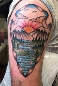 Boys on the arm painting skills landscape tattoo landscape pictures
