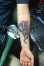Elephant tattoo, dub ntxhw tattoo daim duab ntawm caj npab