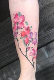 Small fresh plant tattoo girl colored flower tattoo picture on girl arm