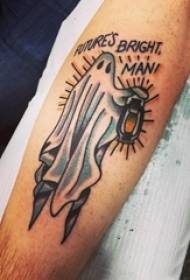 Garçons bras peints croquis aquarelle image de tatouage fantôme horreur