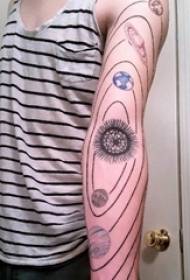 Boys arms painted geometric simple lines creative universe planet tattoo pictures