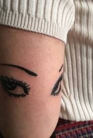 Girl's arm on black black character line creative mata tattoo