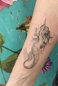 Mermaid flower arm tattoo girl arm black mermaid tattoo picture