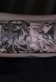 검은 회색 pricks 기하학적 추상 라인 피카소 유명한 문신 사진에 소년 팔