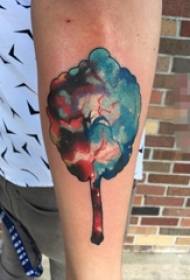 Boys arms painted cosmic material simple line tree tattoo pictures