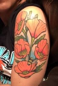 Tatuaje de flor literaria, brazo de niña, tatuaje pintado, imagen de tatuaje de flor literaria