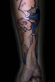 Patró de tatuatge de dibuixos animats de mariner complet amb braços