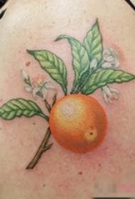 Girl's arm painting technique plant material orange branch tattoo picture