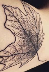Schoolboy arm on black point thorn simple abstract line plant maple leaf tattoo picture