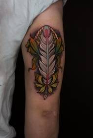 Kol kişilik tüy yaprağı boyalı dövme deseni