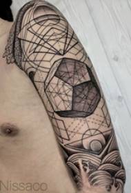 Braços de meninos em pontos pretos geométricas simples linhas criativas flor braço tatuagem imagens