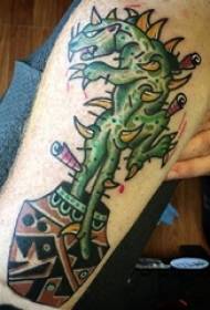 Boys arm painted watercolor sketch creative monster tattoo picture