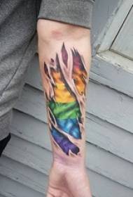 Seven color tattoo designs combined with colorful and creative styles