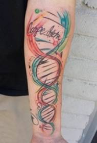 Skolflickans arm målade på en minimalistisk linje kreativ tatueringbild