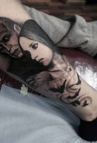 Legged realistiese ou horror movie vampier tatoeëring