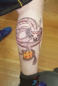 Tetování dračí mužské dříku na jednoduchém obrázku dračí draka Line