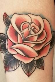 Legs old school colored simple rose tattoo