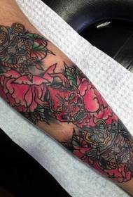 Colore di gambe diverse maschere di samurai cù stampi di tatuaggi di fiori